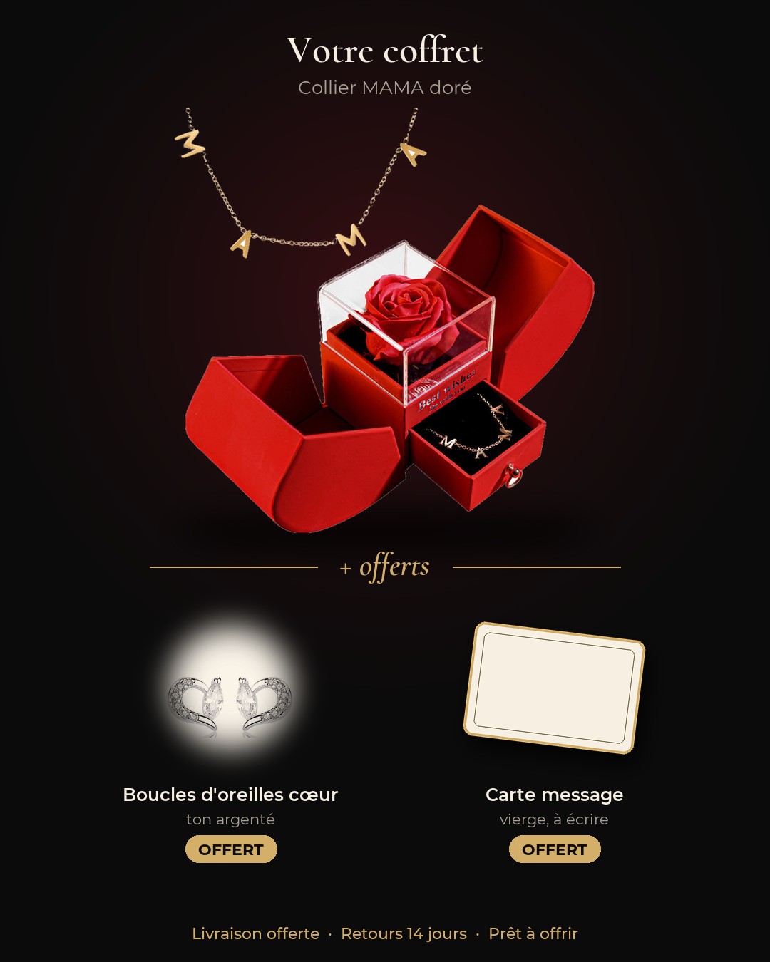 Coffret Rose Éternelle et Collier