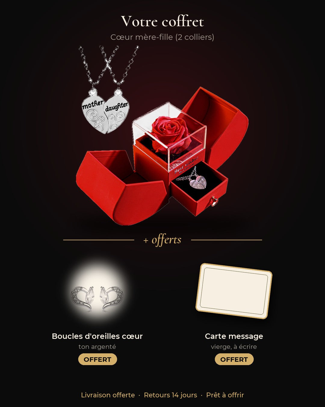 Coffret Rose Éternelle et Collier