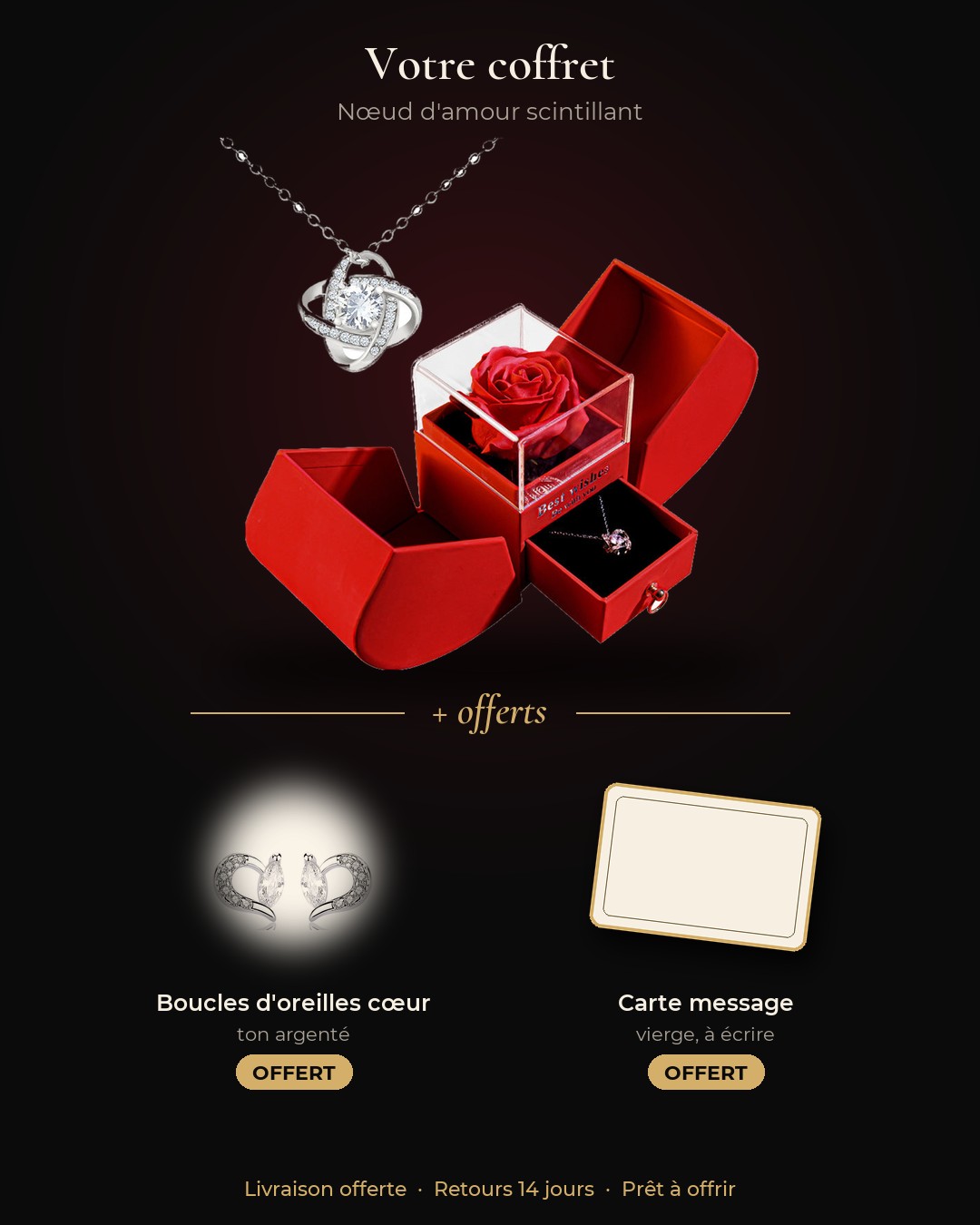 Coffret Rose Éternelle et Collier