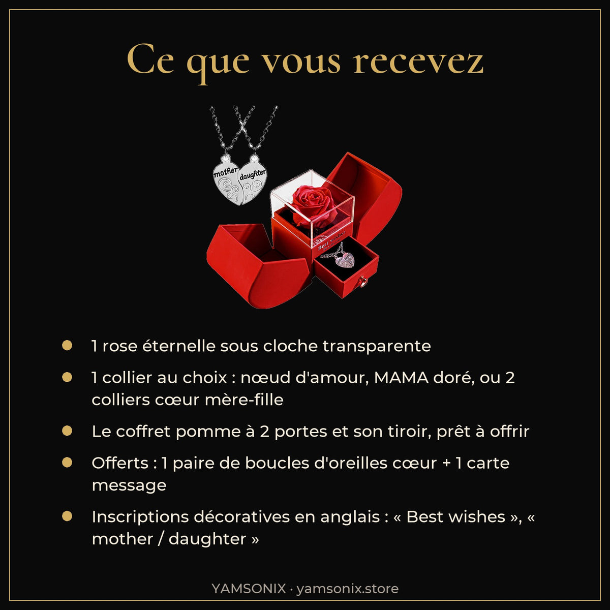 Coffret Rose Éternelle et Collier